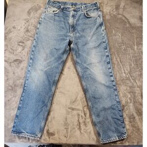Carhartt Jeans Mens 36x34 Blue Relaxed Fit Flannel Lined Workwear B172 DST